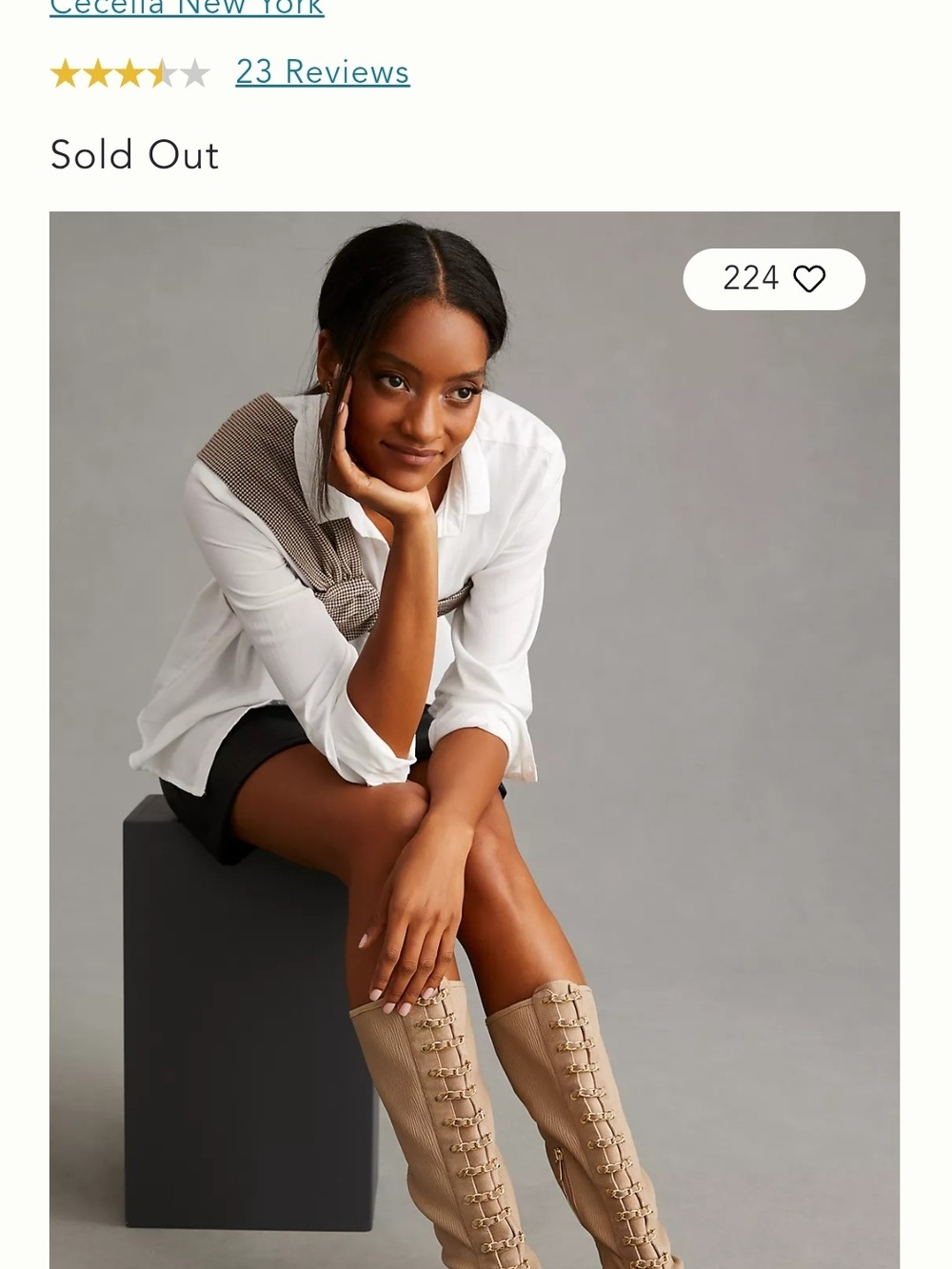 Tall Lace-Up Knee Boots in Taupe